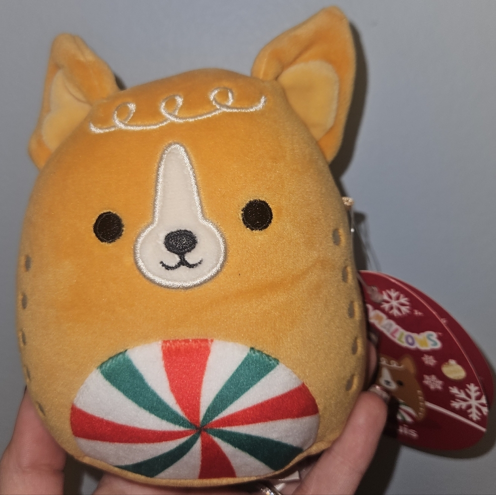 NWT Louis The Corgi Dog 4" Squishmallow Holiday Christmas Stuffed Animal